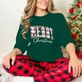 thumbnail image 5 of GUZOM Womens Green Christmas Pullover - Plaid "Merry Christmas" Letter, Soft 100% Polyester, Relaxed Fit Sweatshirt (XS to XL),Size L, 5 of 8