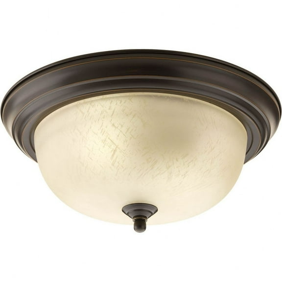 Progress Lighting Melon 2-Light Flush Mount, Brushed Nickel, Alabaster Glass Shade