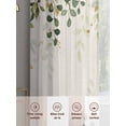 thumbnail image 6 of Sage Green Sheer Curtains 84 Inch Length 2 Panels Set - Light Filtering Window Treatments, Eucalyptus Leaves Rod Pocket Semi Curtains for Living Room/Bedroom/Kitchen Décor, 104"W x 84"L, 6 of 7