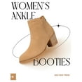 thumbnail image 5 of FAMITION Womens Chunky Heel Ankle Boots Faux Suede Booties Dressy Shoes Slip on Side Zippers Pointed Toe Khaki 8.5, 5 of 9