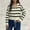 White, variant on Ahabrexf High Neck Sweaters for Women, Striped Knit Pullover Top with Front Zipper Detail
