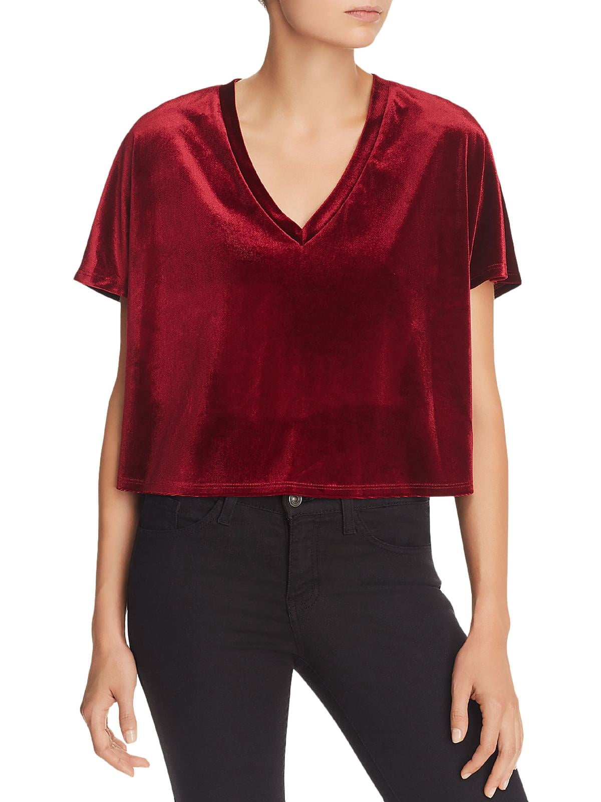 Aqua Womens Velvet V-Neck Top - Walmart.com
