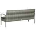 thumbnail image 4 of vidaXL 3-Seater Garden Sofa with Cushions Grey Poly Rattan, 4 of 5