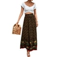 thumbnail image 5 of Xuanfei Women Boho Floral Pleated Elastic High Waist Swing Maxi Skirt, 5 of 7