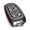 thumbnail image 3 of Vitodeco Leather Smart Key Fob Case Cover Protector Compatible with Tucson, Santa FE, Sonata, Nexo (2019 - 2024 Models) - 5-Button, Black/Red, 3 of 5