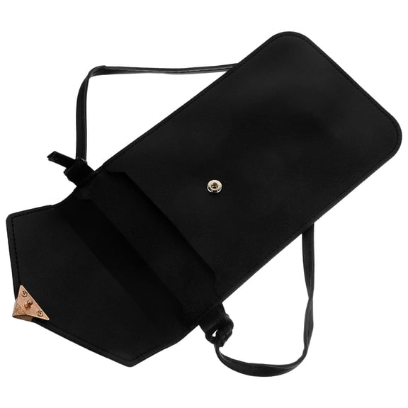HAMPPLIES Black PU Women's Shoulder Crossbody Bag with Phone Pocket and Card Holder, Stylish and Practical
