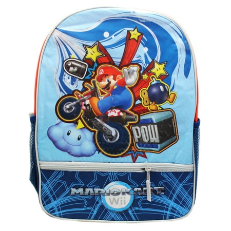 Mario Riding a Dirt Bike Full Size Kids Backpack (Best Backpack For Bike Riding)