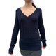 thumbnail image 1 of Suéter de Punto de Larga para Mujer, Moda de Otoño, Cuello en V, Jersey Ajustado, Ropa Informal de Trabajo para Otoño. Azul Marino S, 1 of 7