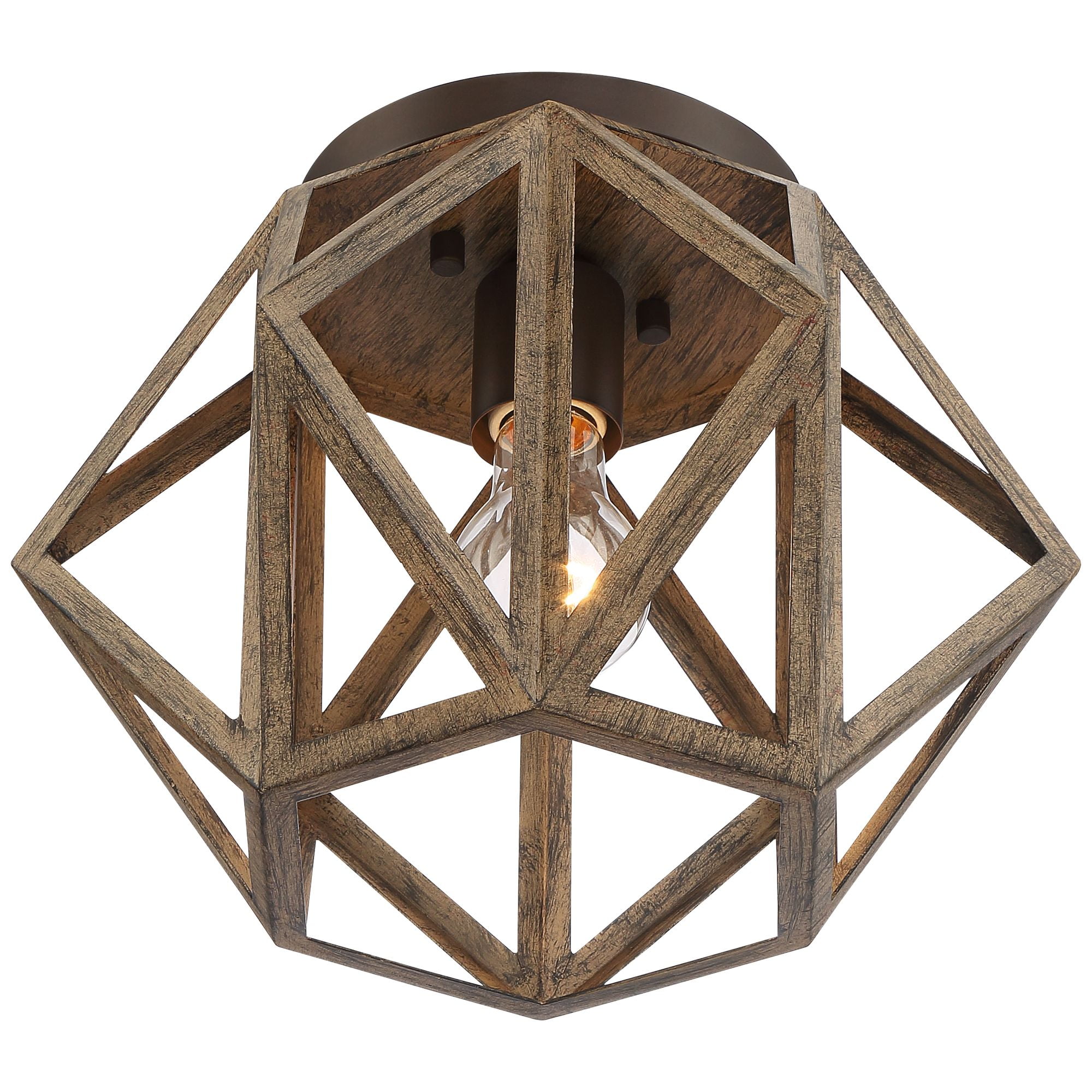 Possini Euro Design Moorcroft Rustic Farmhouse Ceiling Light Flush Mount Fixture 12 1/4" Wide Oil Rubbed Bronze Painted Wood for Bedroom Living Room