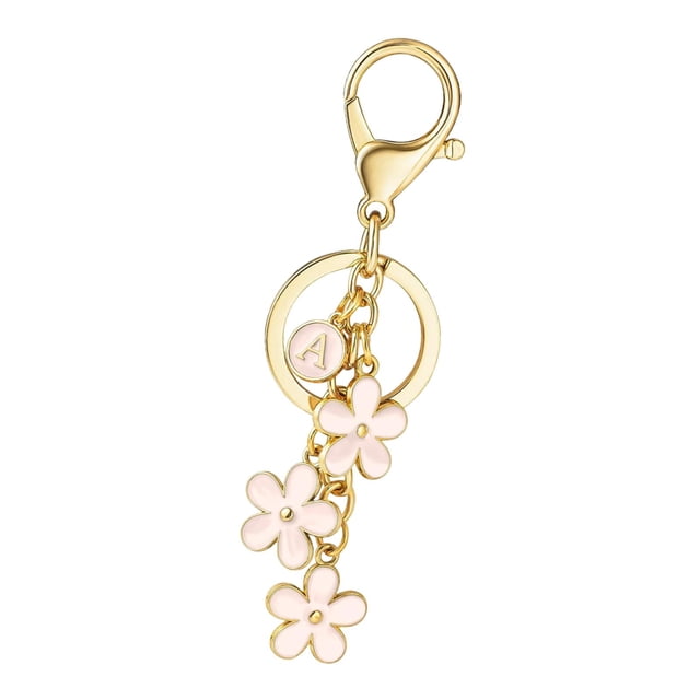 Carta Charmas de flores de llavero para regalo colgante de llave, aleación, lindas llaves de llave llavero para bolsos mochilas de bolsas Rosa