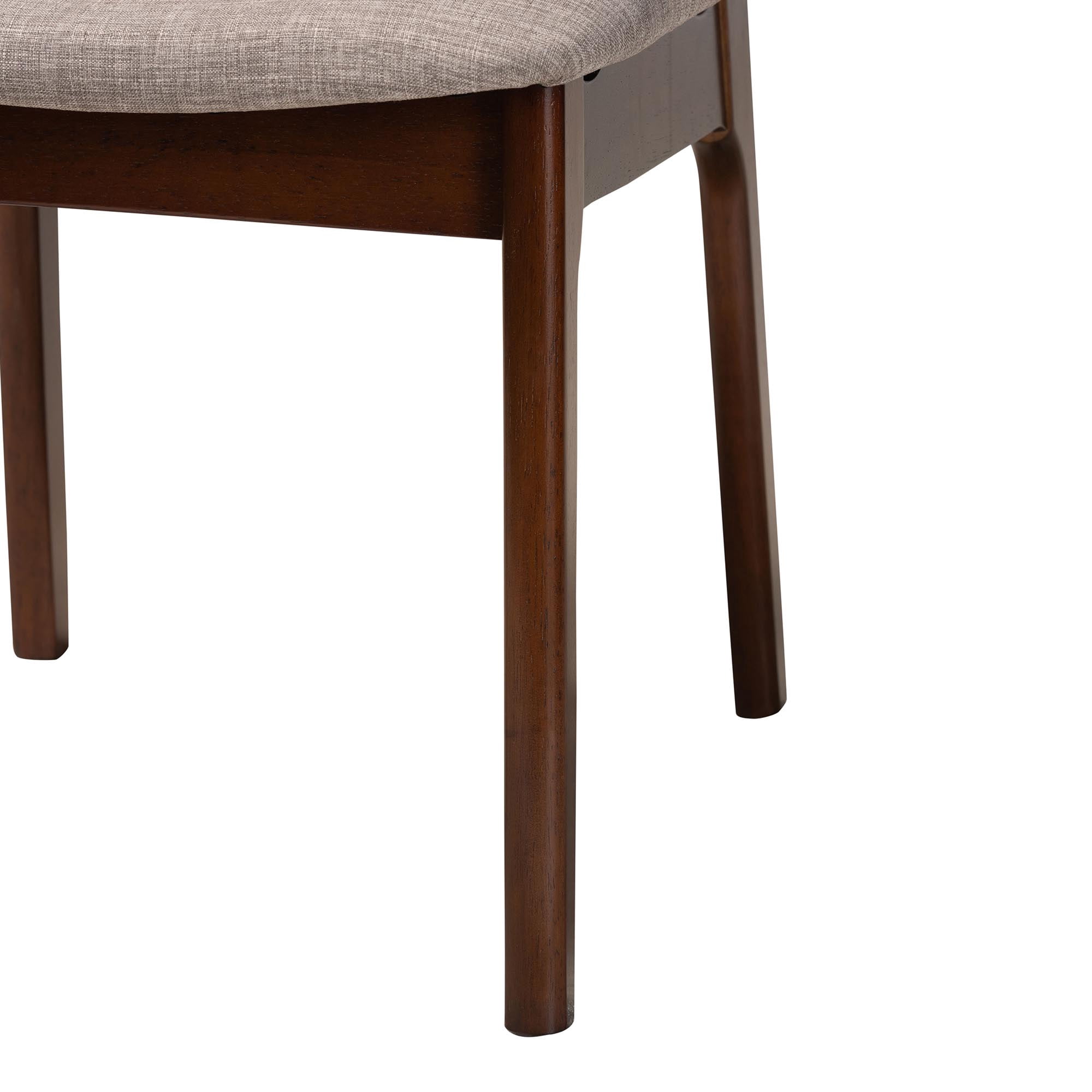 Baxton Studio Dannon Mid-Century Modern Grey Fabric and Walnut Brown Finished Wood 2-Piece Dining Chair Set