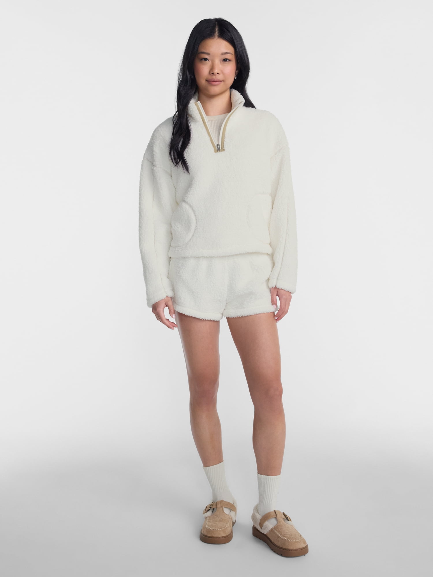 No Boundaries Faux Shearling Plush Pullover, Women's & Women’s Plus XXS-4X