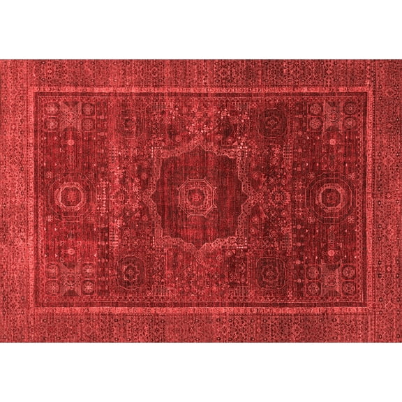 Ahgly Company Indoor Rectangle Abstract Red Modern Area Rugs, 5' x 7'