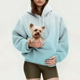 thumbnail image 2 of NMMUED Sweatshirt with Dog Pouch Baggy Hoodie Pet Carrier Sweatshirt Soft Hoodies for Women Pet Carrier Hoodie Loose Sweatshirts for Women Sweatshirt with Cat Pouch Light Blue M, 2 of 7