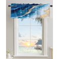thumbnail image 3 of Kitchen Curtain Valances for Windows,Modern Abstract Beach Sand Wave Rod Pocket Small Valance Gold Blue Marble Texture Short Window Treatment for Bedroom Bathroom Living Room,54"x18", 3 of 9