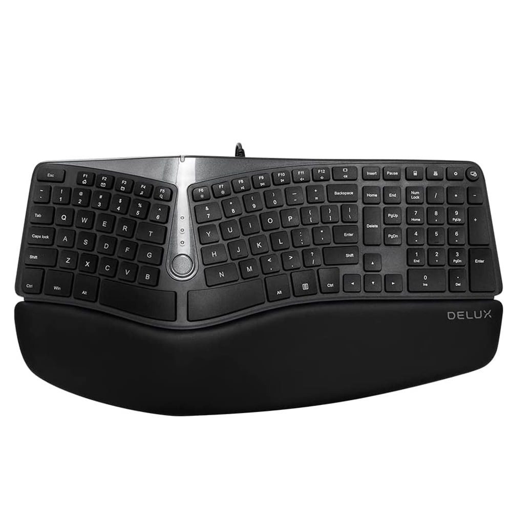 Buy Delux Wired Ergonomic Split Keyboard With Wrist Rest 107Keys
