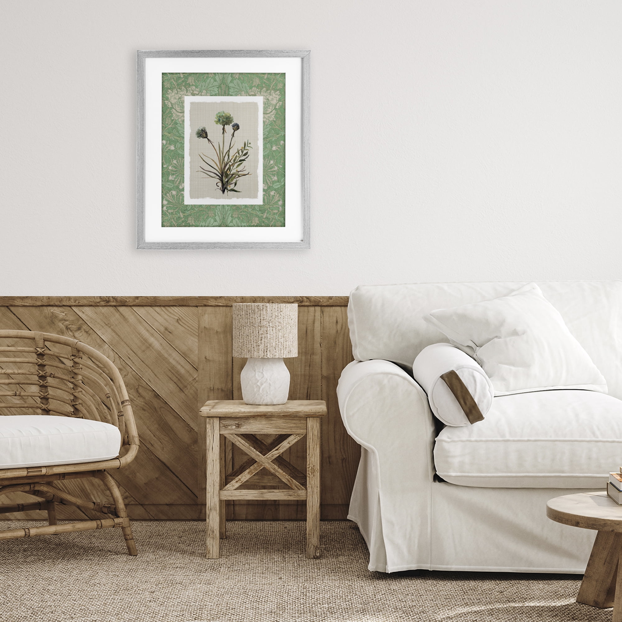 Stupell Industries Vintage Foliage in Green Gray Framed Print Under Glass, design by Carol Robinson