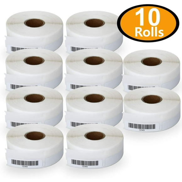 10 Rolls Dymo 30346 Compatible 1/2" x 1-7/8"(13mm x 47mm) Multipurpose Library Barcode Labels,BPA Free