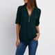 thumbnail image 2 of Camisa holgada de gasa para mujer - Top de manga larga con cremallera en tallas grandes - Color liso, estilo moderno - S-XXXXXL, 2 of 4