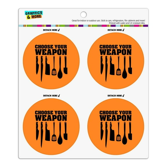 Choose Your Weapon Chef Baker Kitchen Tools Knife Spatula Refrigerator Fridge Locker Vinyl Circle Magnet Set