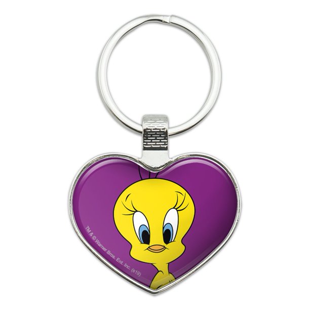 Graphics and More Looney Tunes Tweety Bird Keychain Heart Love Metal