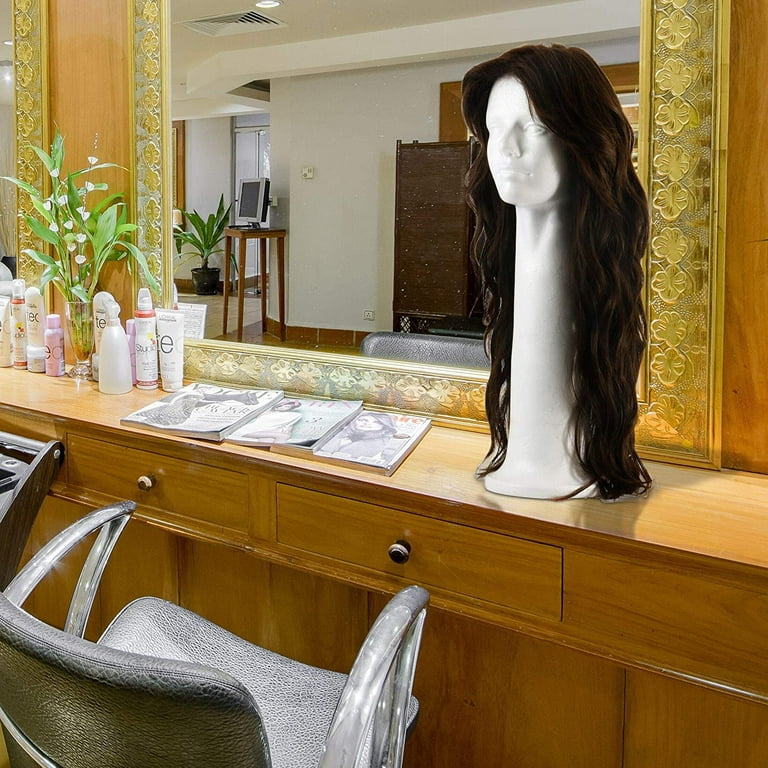 Foam Mannequin,Female Head Model Wig Hair Hat Display Foam Mannequin  Manikin White (Style 2)