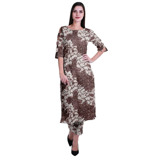Moomaya Ensemble Kurta Imprimé en Coton 2 Pcs pour Femmes Robe Indienne Ensemble Ethnique
