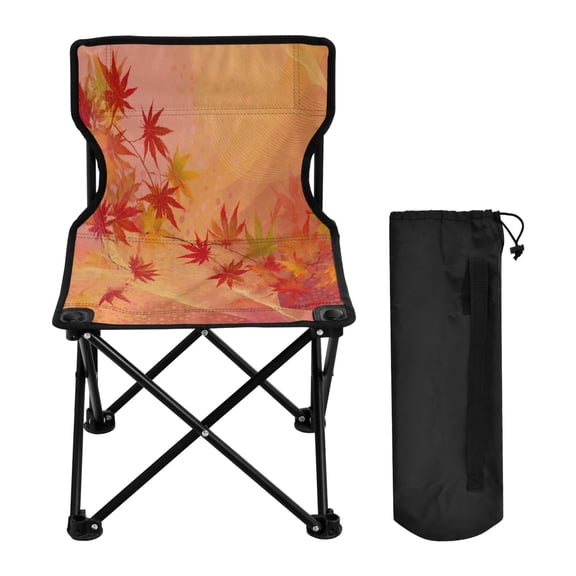 600D Oxford Camping Chair Portable Foldable Chair Supports 220 lbs for Picnic, Fishing, Backpacking Red Maple Leaves in Autumn