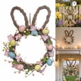 thumbnail image 2 of Easter Wreath for Front Door, Bunny Easter Door Wreaths Decorations, Farmhouse Rattan Wreath with Pastel Eggs Flowers Indoor Outdoor Home Decor Spring Wreaths for Wall Window Mantel, 2 of 9