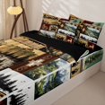 thumbnail image 3 of Erosebridal Mountain Timber Pattern Zipper Full Size Comforter Sets with Fitted Sheet and 2 Pillowcases,Pinecone Paw Print Zipper Bedding Set,Red Tan Teal,Black Reversible, 3 of 6