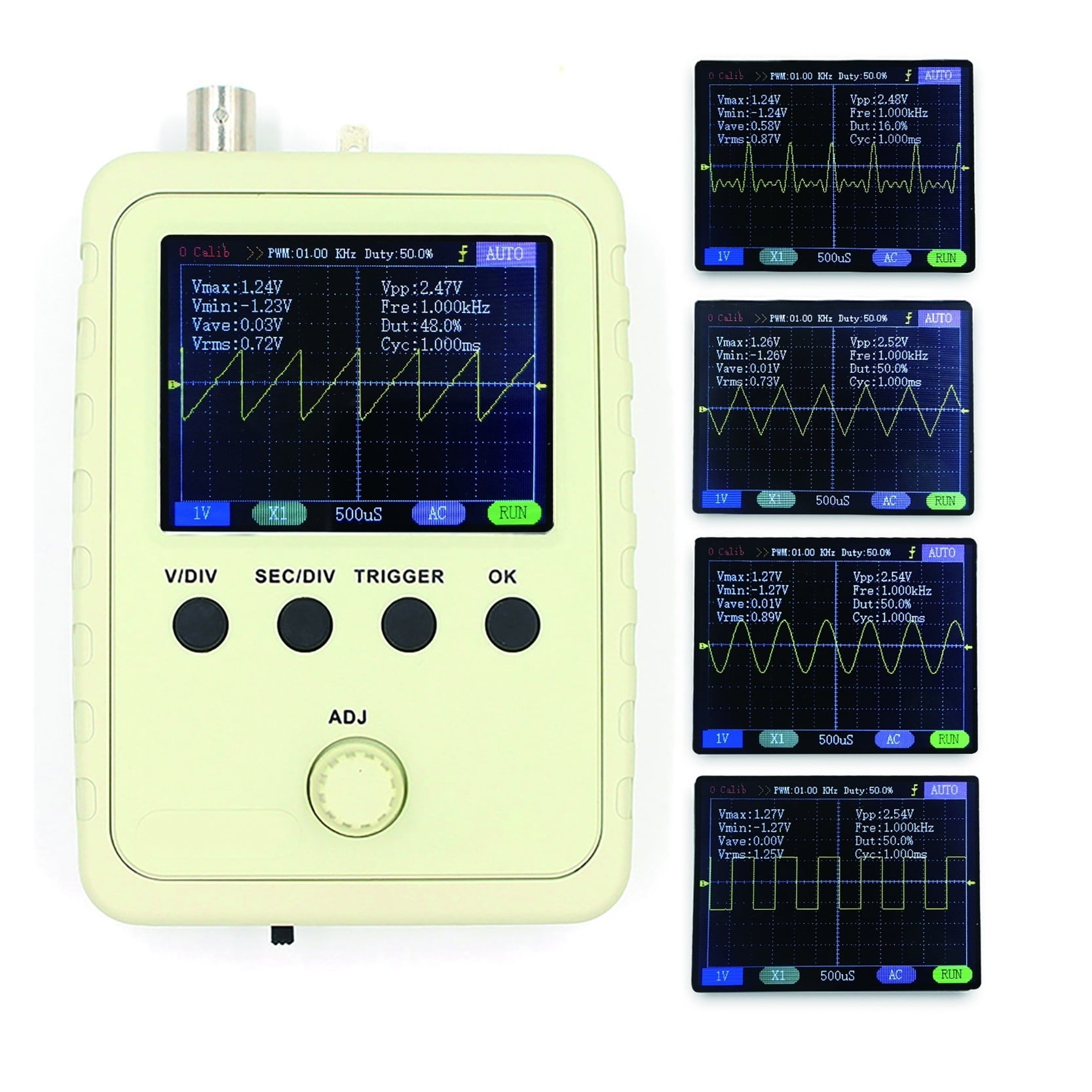 Digital Handheld Pocket Oscilloscope Kit 1MSa/s 200KHz Analog Bandwidth Support 80KHz PWM And Firmware Update ,Professional Designed