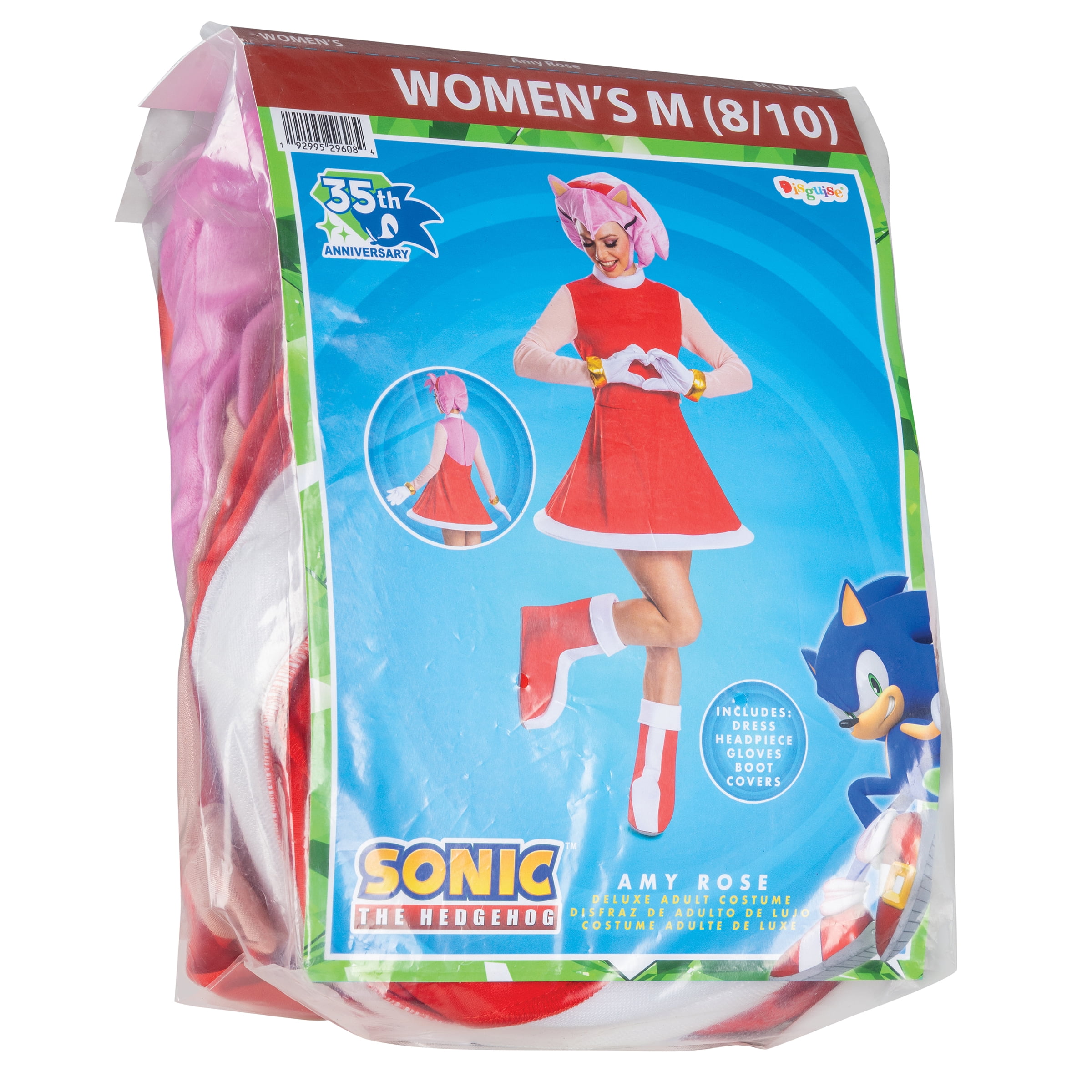 Sega Sonic The Hedgehog Amy Rose Halloween Costume for Adults, Womens Size M (8/10), by Disguise