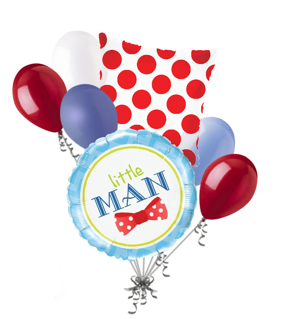 7 pc Little Man Bow Tie Balloon Bouquet Party Decoration Welcome Baby Boy Shower