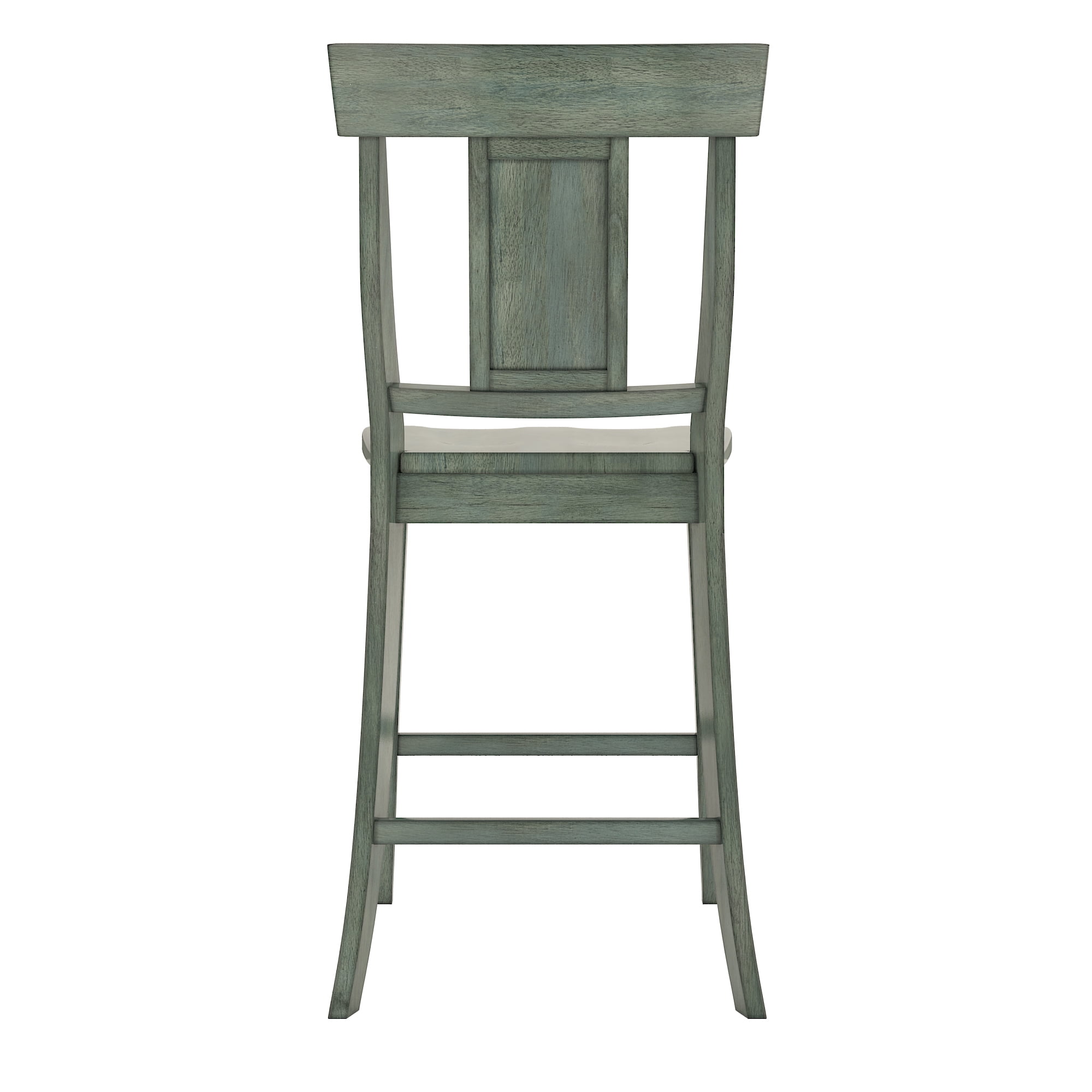 Weston Home Farmhouse Vintage Panel Back Solid Wood Counter Height Chair, Set of 2, Antique Sage