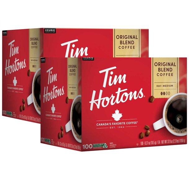 Tim Hortons Coffee Original Blend KCup Pod, 100count Each Pack of 2