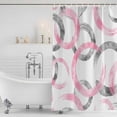 thumbnail image 2 of Polyester Fabric Pink Grey Shower Curtain, Geometric Circle Modern Abstract Simple Art Waterproof Bathtub Curtain Bathroom Decor Set with Hooks 72 x 84 Inches, 2 of 6