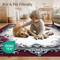 thumbnail image 4 of ODIKA 8'x10' Washable Area Rug Skull Gothic Skeleton Motif With Victorian Baroque Scroll Accents for Dining Room, Large Office, Lounge, Non-Slip Chair-Friendly Mat, 4 of 7