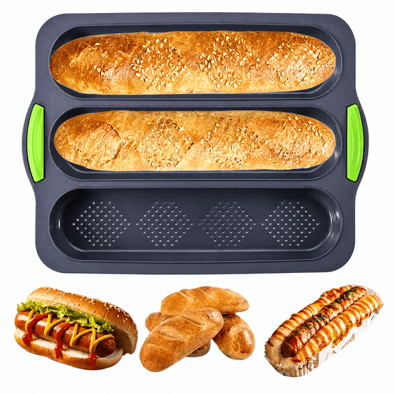 Asoricing Silicone Baguette Pan 3‑Slot – For Baguettes, Non-Stick