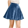 thumbnail image 2 of ZQUUVOU Kids Velvet Party Skirt Pleated Hem Elastic Waist Holiday Festive Short Skirt Special Event Mini Skirts Blue, 2 of 9
