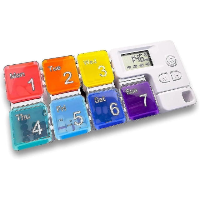 Electronic Pill Boxes Alarm 7 Compartments Automated Medication Reminder Pill Dispenser For Elderly And Children