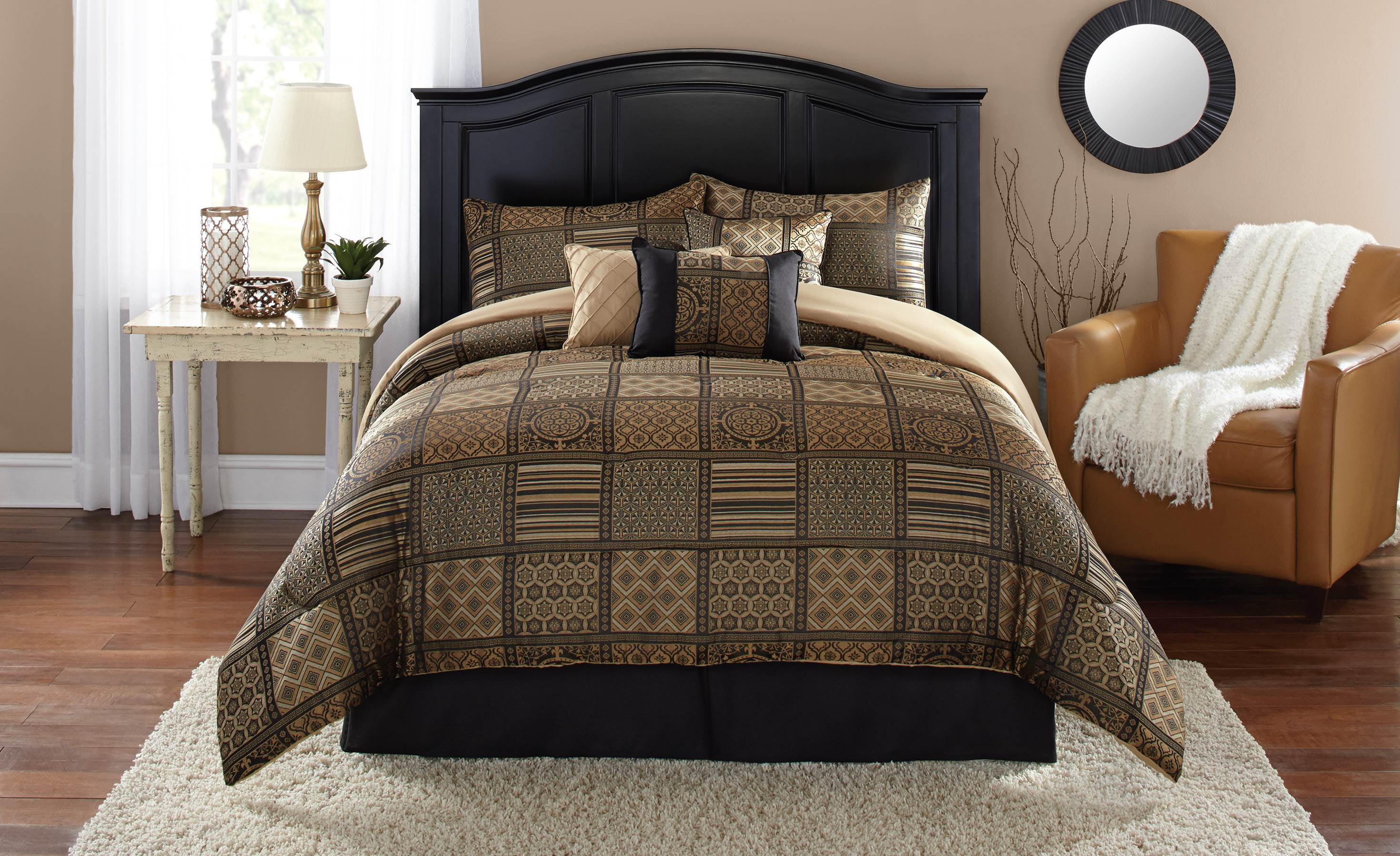 Black And Gold Comforter : Black Gray And Gold Color Swirl Comforter Or