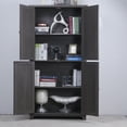 thumbnail image 6 of CQSXDA Contemporary Storage Cabinet With Adjustable Shelves,  MDF Buffet Sideboard With 4 Acrylic Mirrored Doors, Dark Brown, 6 of 16