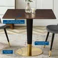 thumbnail image 4 of Modway Zinque 36" Square Dining Table in Gold Cherry Walnut, 4 of 6