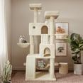 thumbnail image 2 of Sha Cerlin 65.7 " Large Cat Tree Tower Condo for Cats with 2 Scratching Ramps, Hammock & Scratching Posts, Beige, 2 of 8