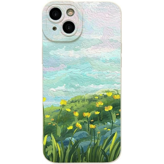 Beautiful Oil Painting Flowers Soft Phone Case Compatible with iPhone Case for Women Girls (Pond,iPhone 15 Pro)