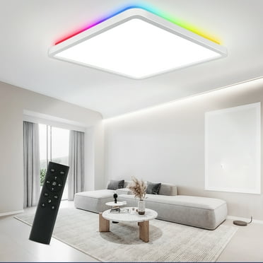 24W LED Dimmable Ceiling Light With Remote Control, 7 RGB Colours Changing Ceiling Lamp 3W Backlight For Bedroom, Living Room And Drawing Room