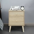 thumbnail image 5 of Gymax Nightstand 2-Drawer Beside End Side Table w/Rubber Legs Oak Finish, 5 of 10