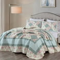thumbnail image 3 of Chezmoi Collection Gayle 3-Piece Cotton Patchwork Quilt Set, Vintage Washed Floral, Soft Breathable Reversible Quilt for All Seasons. King Size, 3 of 9