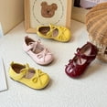 thumbnail image 2 of Toddler Girl’s Patent Leather Mary Jane Shoes, Burgundy, Bow Accent, Toddler  shoes, 2 of 5