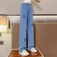 thumbnail image 6 of Girls Jeans Pants Denim Elastic Wasit Wide Leg Jean Denim Pants Pants for Teen Girls Summer Clothes for Teen Girls 5-6 Years Girls Fashion, 6 of 6